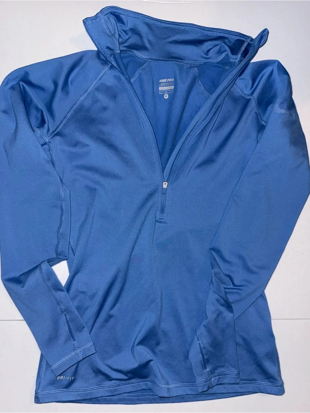 Nike Pro Dri-FIT Blue 1/4 Zip Pullover Running Top - Size M